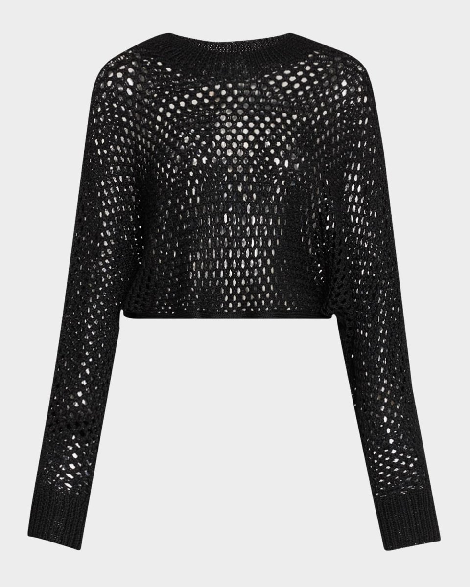 Hand Knit Mesh Dolman-Sleeve Crop Sweat